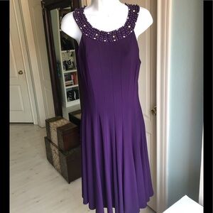 Jessica Howard Fit and Flare Eggplant Beaded dress